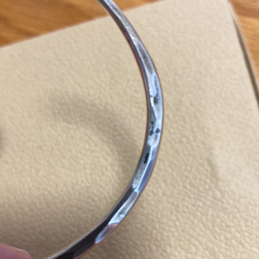 Hammered Sterling Silver Cuff Bracelet with White Pearl Accent - Picture 5 of 11